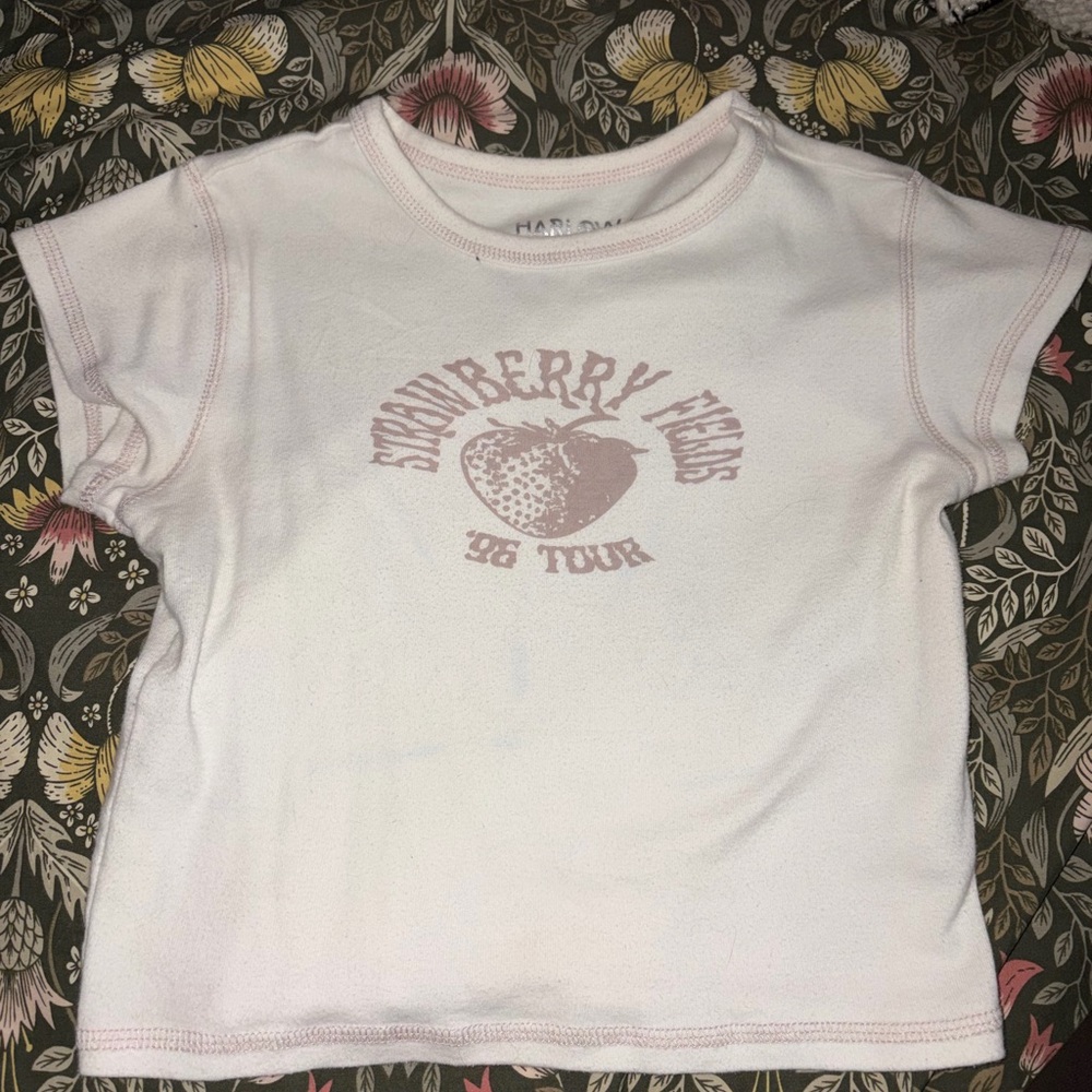 Pink Strawberry Fields Graphic Baby Tee